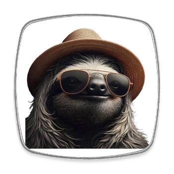 Faultier mit Hut und Sonnenbrille - Viereckiger Kühlschrankmagnet - Weiß - Vorne