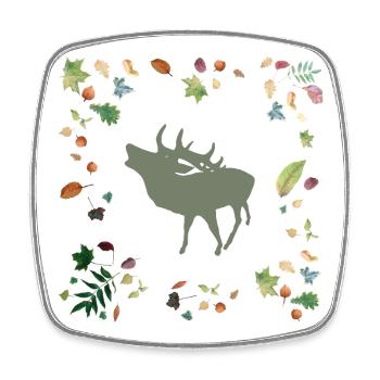 Hirsch mit Herbstlaub - Viereckiger Kühlschrankmagnet - Weiß - Vorne