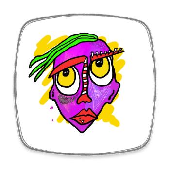 Buntes Surreal-Gesicht Kunstwerk - Viereckiger Kühlschrankmagnet - Weiß - Vorne