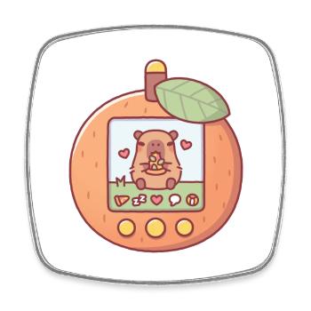 Niedliches Capybara isst Pizza Virtuelles Haustier Spielzeug Orange - Viereckiger Kühlschrankmagnet - Weiß - Vorne