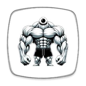 Einäugiger Muskelkoloss - Perfekt fürs Gym - Viereckiger Kühlschrankmagnet - Weiß - Vorne