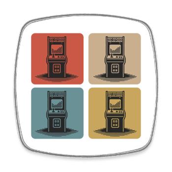 Retro Gaming Machines 80s - Square fridge magnet - white - Front