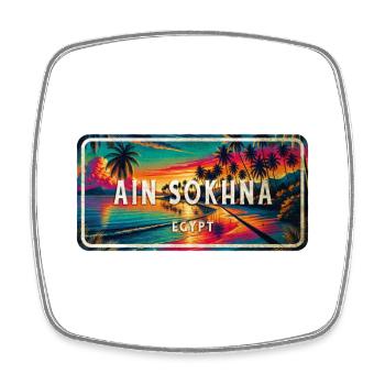 Ain Sokhna Ägypten Vintage Schild Design - Viereckiger Kühlschrankmagnet - Weiß - Vorne