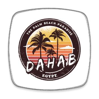 Dahab Egypt Vintage Palm Trees Design - Square fridge magnet - white - Front