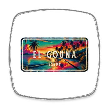 El Gouna Egypt Vintage Sign Design - Square fridge magnet - white - Front