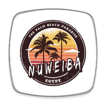 Nuweiba Ägypten Vintage Palmen Design - Viereckiger Kühlschrankmagnet - Weiß - Vorne
