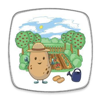 Kartoffel Farmer Gemüse Garten Kartoffeln Bauer - Viereckiger Kühlschrankmagnet - Weiß - Vorne