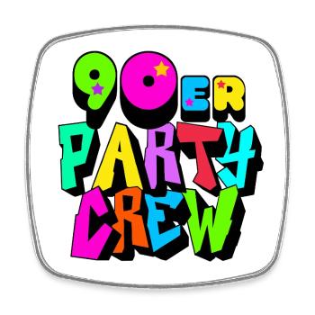 90er Party Crew Neon Design - Viereckiger Kühlschrankmagnet - Weiß - Vorne