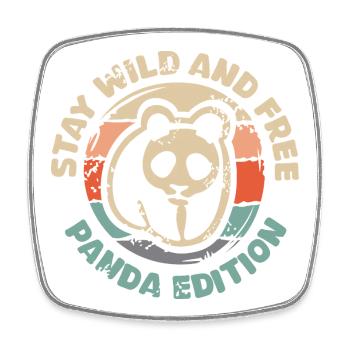 Stay Wild and Free – Panda Edition Retro Design - Viereckiger Kühlschrankmagnet - Weiß - Vorne