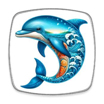 Delfin - Viereckiger Kühlschrankmagnet - Weiß - Vorne
