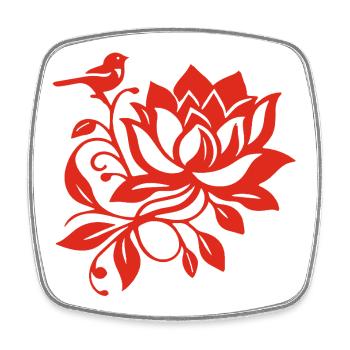 The Red Lotus and the Bird - Square fridge magnet - white - Front