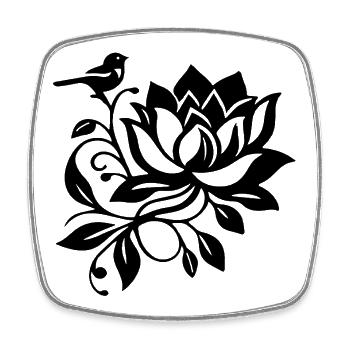 Der schwarze Lotus und der Vogel - Viereckiger Kühlschrankmagnet - Weiß - Vorne