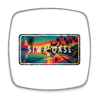 Siwa Oase Ägypten Vintage Schild Design - Viereckiger Kühlschrankmagnet - Weiß - Vorne