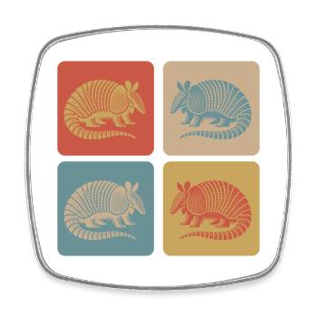 Vintage Gürteltier Armadillo Pop-Art - Viereckiger Kühlschrankmagnet - Weiß - Vorne