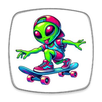 Skater Alien Design - Square fridge magnet - white - Front