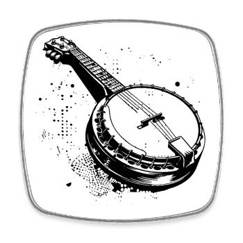 Banjo Drawing - Square fridge magnet - white - Front