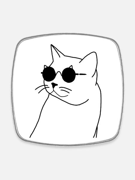 Chat avec des lunettes de soleil - Magnet carré - blanc