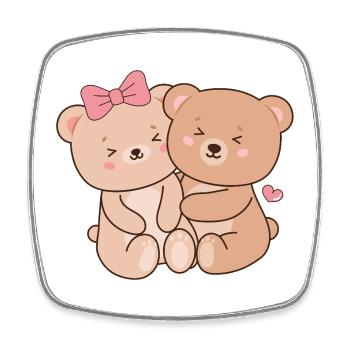 Umarmende Baby-Teddybären - Viereckiger Kühlschrankmagnet - Weiß - Vorne
