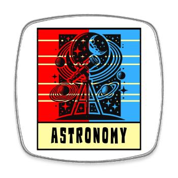 Kosmisches Universum Retro Style - Viereckiger Kühlschrankmagnet - Weiß - Vorne