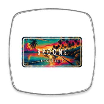 Broome Australien Palmen Schild Design - Viereckiger Kühlschrankmagnet - Weiß - Vorne