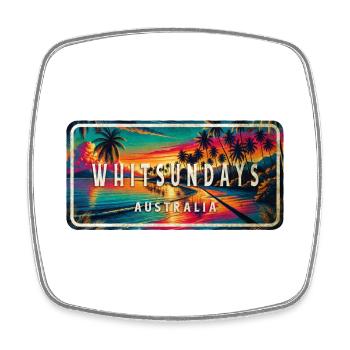 Whitsundays Australien Palmen Schild Design - Viereckiger Kühlschrankmagnet - Weiß - Vorne