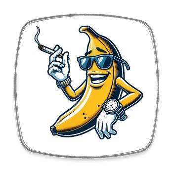Cool banana with style - Square fridge magnet - white - Front