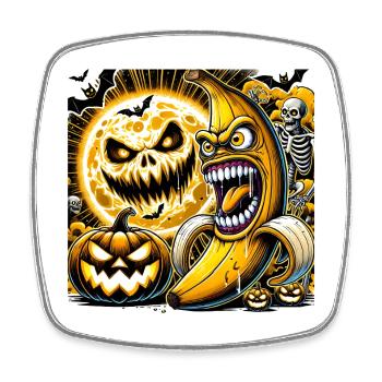 Spooky Halloween Banana - Square fridge magnet - white - Front