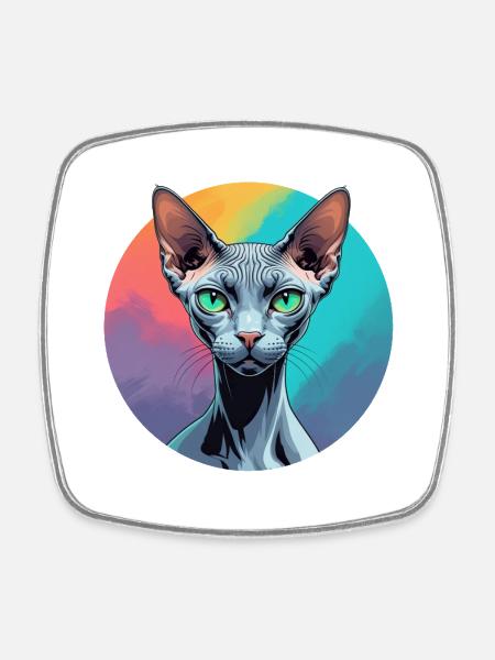 Sphynx Cat - Square fridge magnet - white