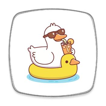 Lustige Ente mit Sonnenbrille auf Ducky Pool Float - Viereckiger Kühlschrankmagnet - Weiß - Vorne