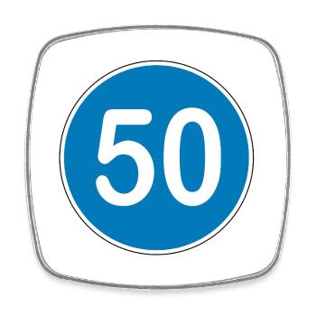 50e anniversaire , 50 ans , Panneau de signalisation bleu - Magnet carré - blanc - Devant