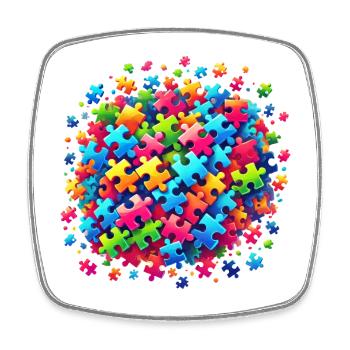 Motif de puzzle coloré sur la balle globale - Magnet carré - blanc - Devant