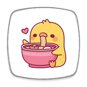 Cute Chick Loves Slurping Ramen Noodles - Square fridge magnet - white - Front