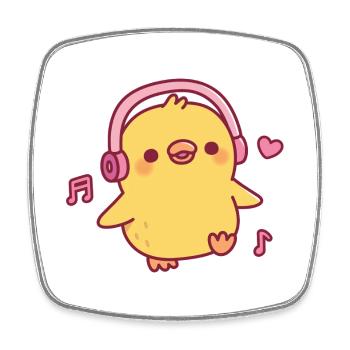 Cute Chick Dancing To Music - Square fridge magnet - white - Front
