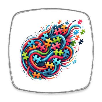Farbenfrohes, von Puzzles inspiriertes Design - Viereckiger Kühlschrankmagnet - Weiß - Vorne