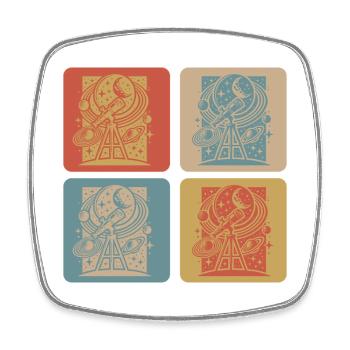 Astronomie Retro Design - Viereckiger Kühlschrankmagnet - Weiß - Vorne