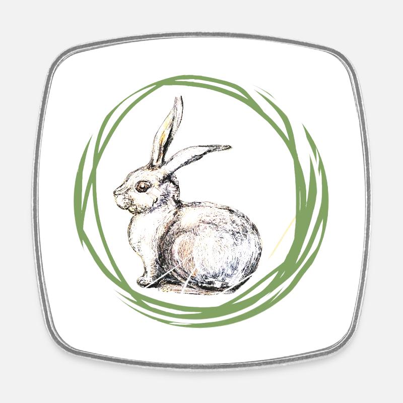 Bunny motif - Square fridge magnet - white