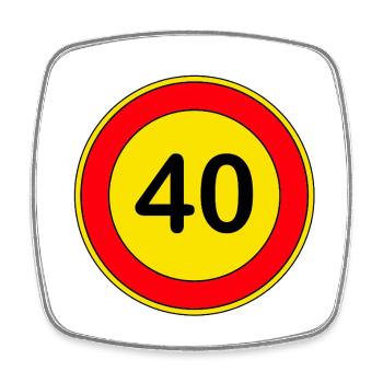 40e anniversaire, 40 ans, panneau de signalisation jaune - Magnet carré - blanc - Devant