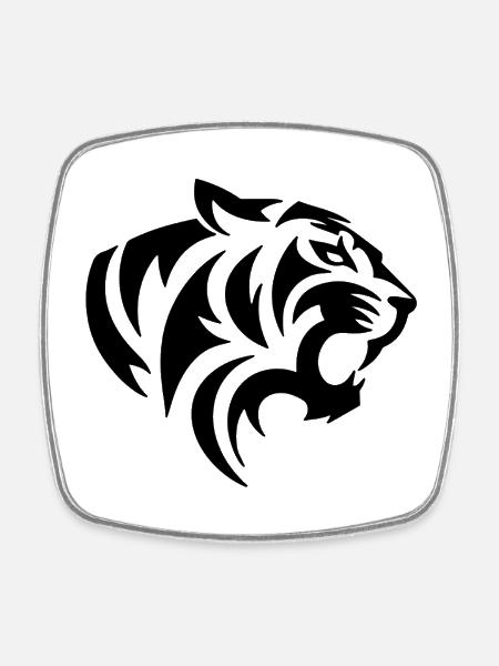 Tiger Tribal Tattoo - Square fridge magnet - white