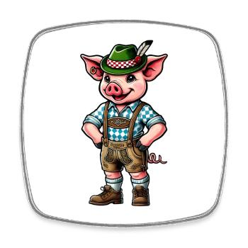 Bavarian Pig - Square fridge magnet - white - Front