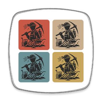 Classic Mining Design - Square fridge magnet - white - Front