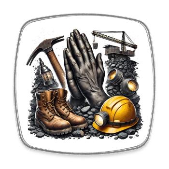 Mining is life - Square fridge magnet - white - Front