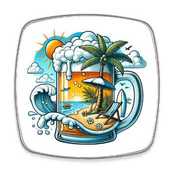Bier & Strand – Der perfekte Urlaub - Viereckiger Kühlschrankmagnet - Weiß - Vorne