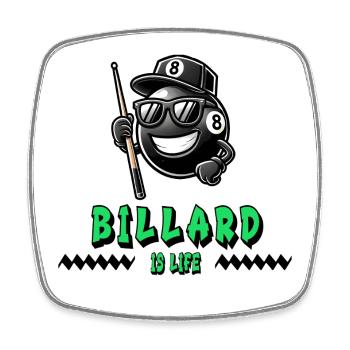 Billard ist Leben – Cooles 8-Ball Design - Viereckiger Kühlschrankmagnet - Weiß - Vorne