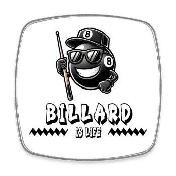 Billard ist Leben – Cooles 8-Ball Design - Viereckiger Kühlschrankmagnet - Weiß - Vorne