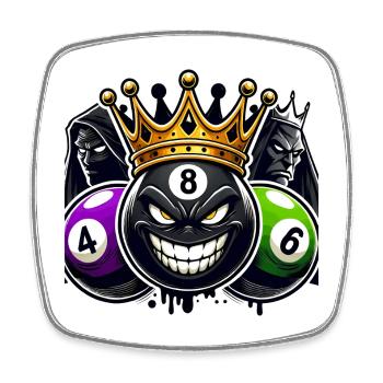 Billard King – Die 8-Ball Herrschaft - Viereckiger Kühlschrankmagnet - Weiß - Vorne