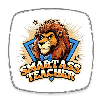 Know-it-All Clever Teacher Leo Funny Gift - Square fridge magnet - white - Front