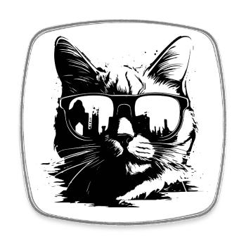 Cat with sunglasses - Square fridge magnet - white - Front