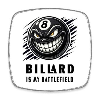 Billard ist mein Schlachtfeld - Viereckiger Kühlschrankmagnet - Weiß - Vorne
