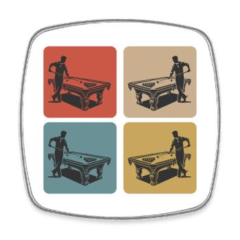 Vintage Billard Spieler - Viereckiger Kühlschrankmagnet - Weiß - Vorne