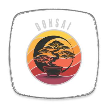 Bonsai Sunset - Square fridge magnet - white - Front